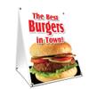 A-Frame Sidewalk The Best Burgers in Town! Sign with Graphics On Each Side | 24" X 36" Print Size view 1