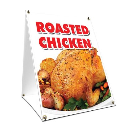 A-Frame Sidewalk Roasted Chicken Sign with Graphics On Each Side | 18" X 24" Print Size