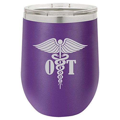 12 oz Double Wall Vacuum Insulated Stainless Steel Stemless Wine Tumbler Glass Coffee Travel Mug With Lid Fleur-De-Lis (Purple)