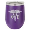 12 oz Double Wall Vacuum Insulated Stainless Steel Stemless Wine Tumbler Glass Coffee Travel Mug With Lid Fleur-De-Lis (Purple) view 1