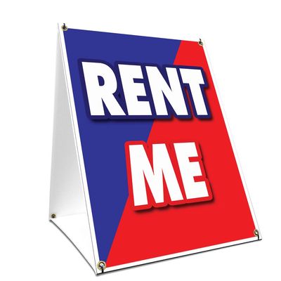 A-Frame Sidewalk Rent Me Sign with Graphics On Each Side | 18" X 24" Print Size