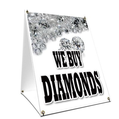 A-Frame Sidewalk We Buy Diamonds Sign with Graphics On Each Side | 18" X 24" Print Size