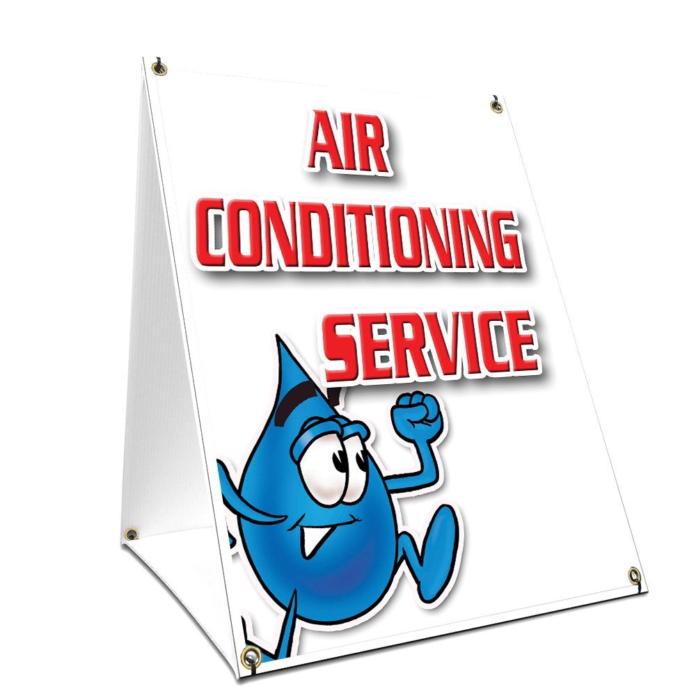 A-Frame Sidewalk Air Conditioning Service Sign with Graphics On Each Side | 18" X 24" Print Size
