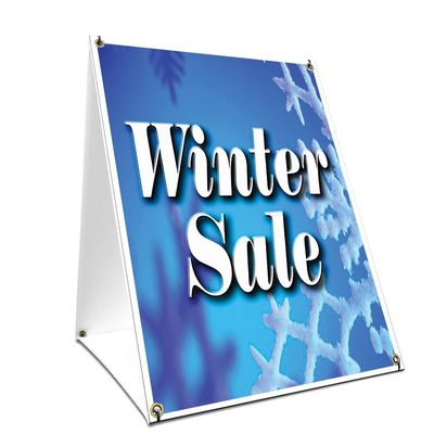 A-Frame Sidewalk Winter Sale Sign with Graphics On Each Side | 18" X 24" Print Size