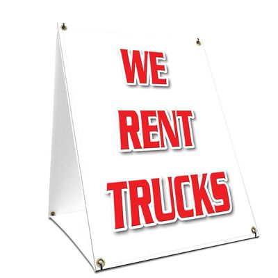 A-Frame Sidewalk We Rent Trucks Sign with Graphics On Each Side | 24" X 36" Print Size