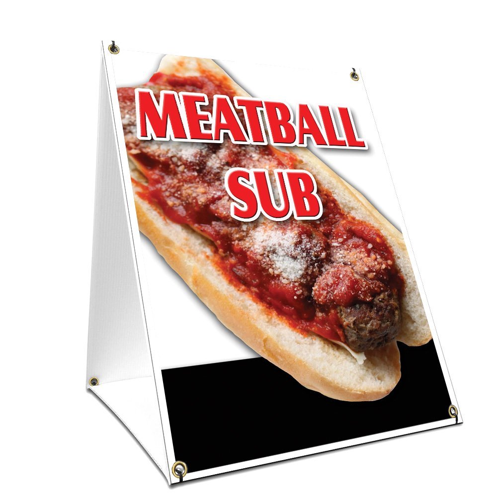 A-Frame Sidewalk Meatball Sub Sign with Graphics On Each Side | 18" X 24" Print Size