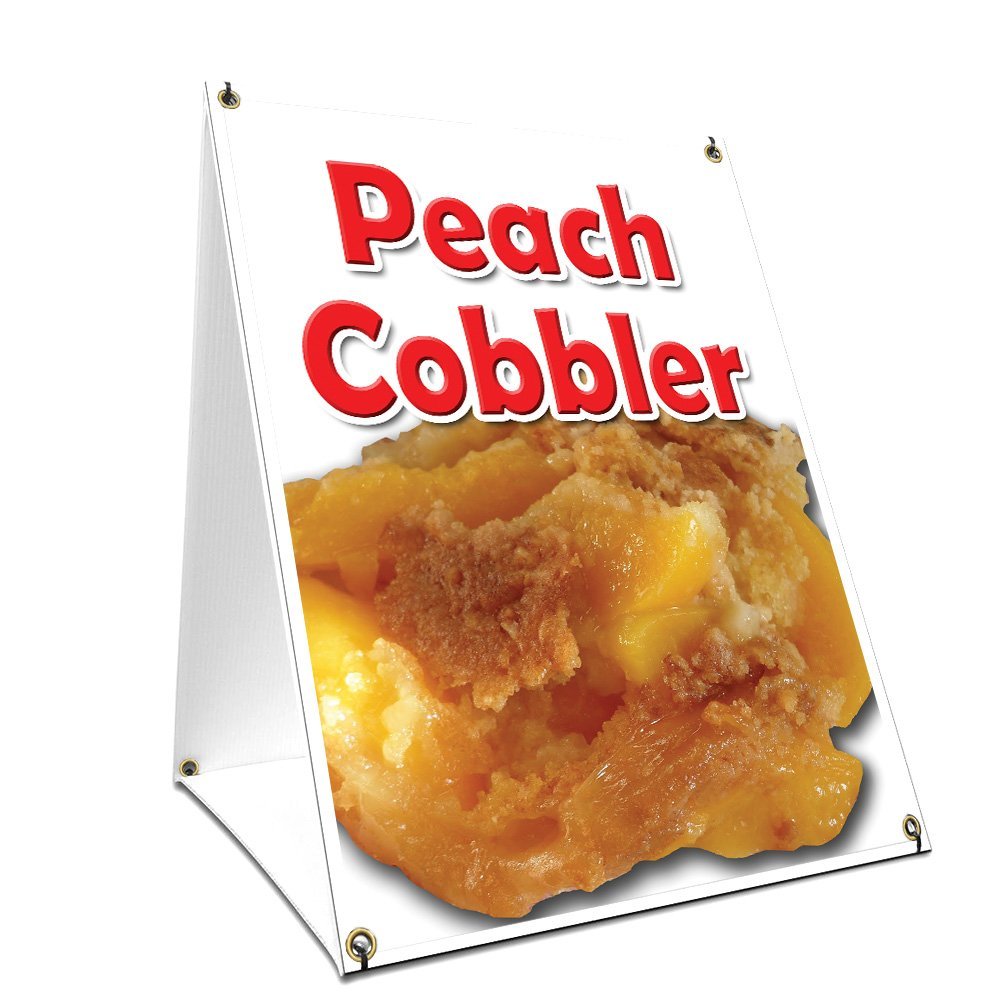 A-Frame Sidewalk Peach Cobbler Sign with Graphics On Each Side | 18" X 24" Print Size