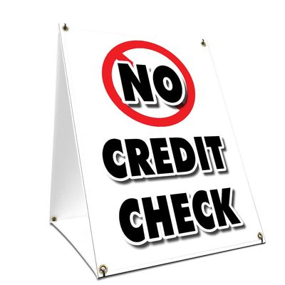 A-Frame Sidewalk No Credit Check Sign with Graphics On Each Side | 24" X 36" Print Size