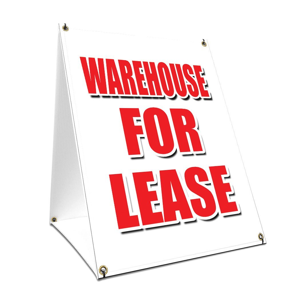 A-Frame Sidewalk Warehouse for Lease Sign with Graphics On Each Side | 18" X 24" Print Size
