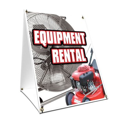 A-Frame Sidewalk Equipment Rental Sign with Graphics On Each Side | 18" X 24" Print Size