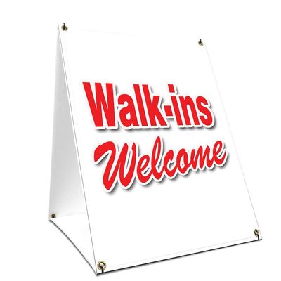 A-Frame Sidewalk Walk-ins Welcome Sign with Graphics On Each Side | 18" X 24" Print Size