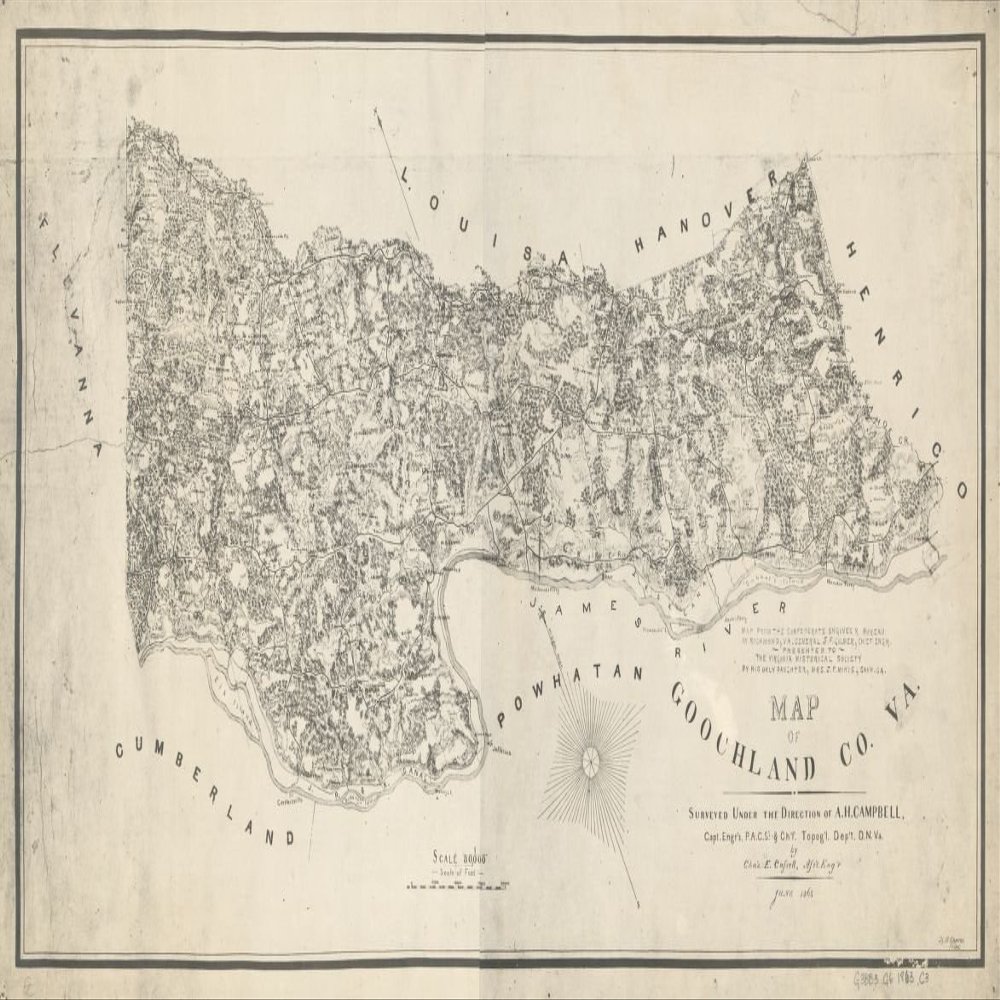 14" x 24" 1863 Map of Goochland County Virginia
