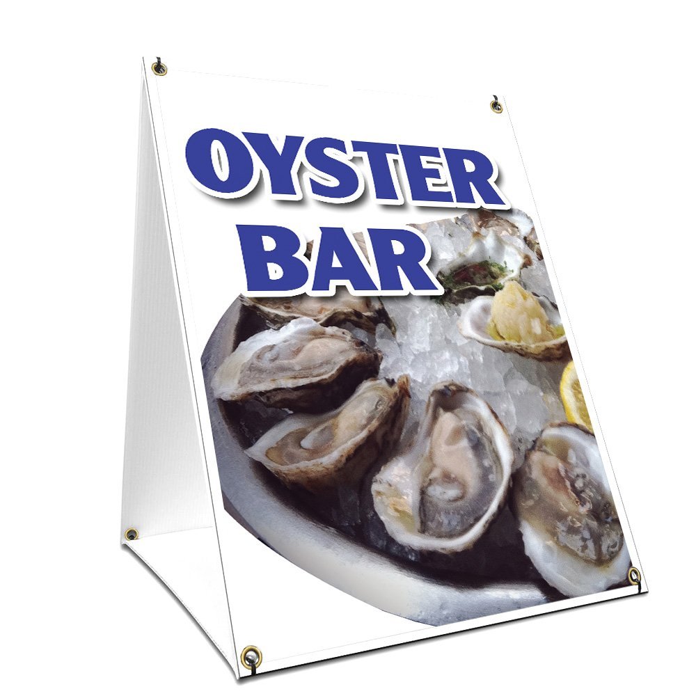 A-Frame Sidewalk Oyster Bar Sign with Graphics On Each Side | 24" X 36" Print Size