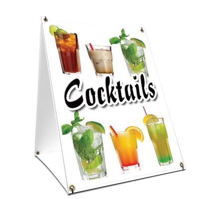 A-Frame Sidewalk Cocktails Sign with Graphics On Each Side | 18" X 24" Print Size