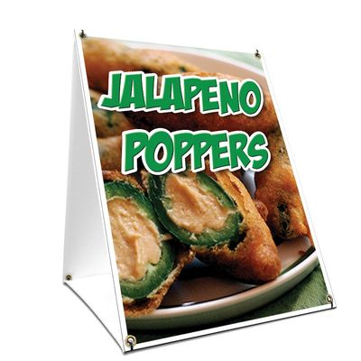 A-Frame Sidewalk Jalapeno Poppers Sign with Graphics On Each Side | 18" X 24" Print Size