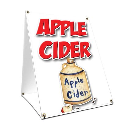 A-Frame Sidewalk Apple Cider Sign with Graphics On Each Side | 18" X 24" Print Size