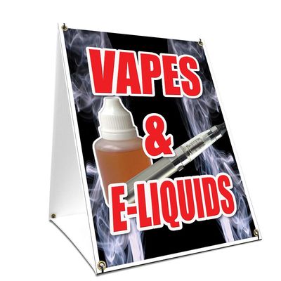 A-Frame Sidewalk Vapes & E-Liquids Sign with Graphics On Each Side | 24" X 36" Print Size