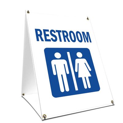 A-Frame Sidewalk Restroom Sign with Graphics On Each Side | 18" X 24" Print Size