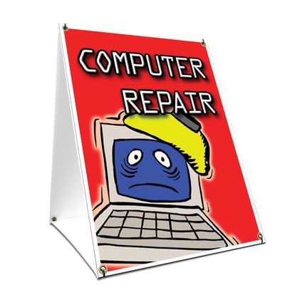 A-Frame Sidewalk Computer Repair Sign with Graphics On Each Side | 18" X 24" Print Size