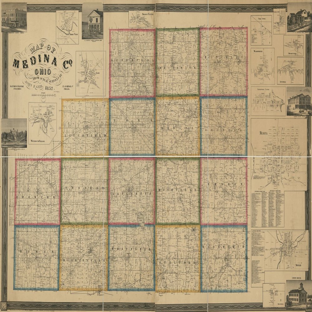 16" x 24" 1856 Map of Medina County Ohio