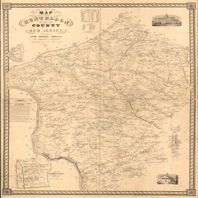 18" x 24" 1851 Map of Hunterdon County New Jersey