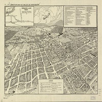 18" x 24" 1926 Map Winchester City Virginia Birds Eye View