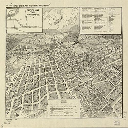 18" x 24" 1926 Map Winchester City Virginia Birds Eye View
