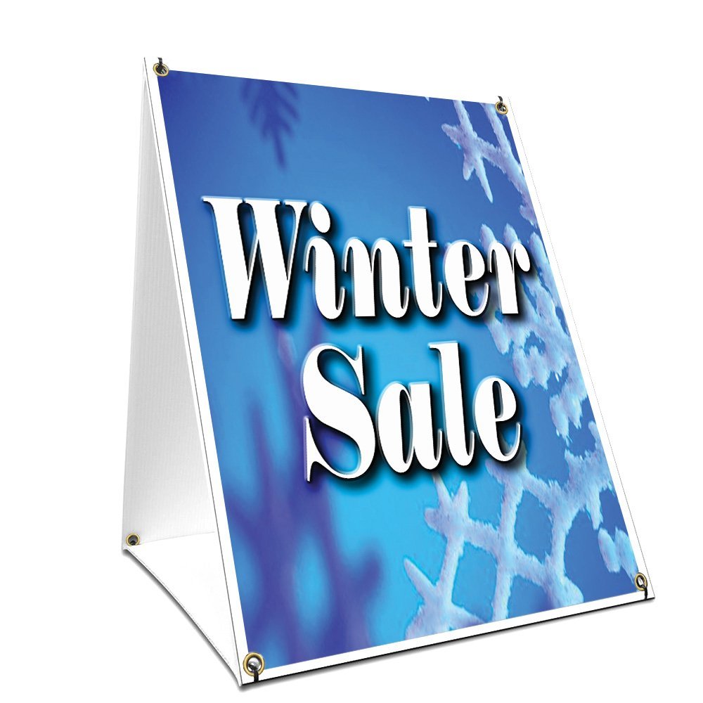 A-Frame Sidewalk Winter Sale Sign with Graphics On Each Side | 24" X 36" Print Size