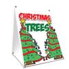 A-Frame Sidewalk Christmas Trees Sign with Graphics On Each Side | 24" X 36" Print Size view 1