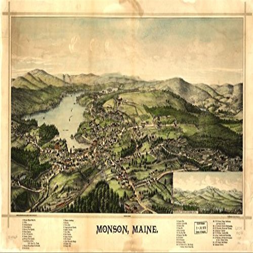 14" x 24" 1889 Map of Monson Maine United States
