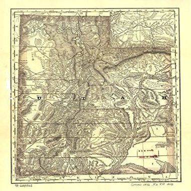 18" x 24" 1876 Map of Utah United States Railroads