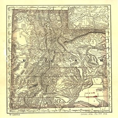 18" x 24" 1876 Map of Utah United States Railroads