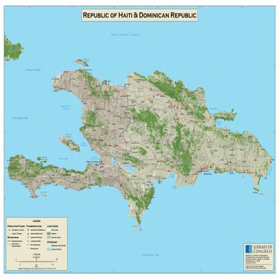16" x 24" 1978 Map of Haiti & Dominican Republic Geography
