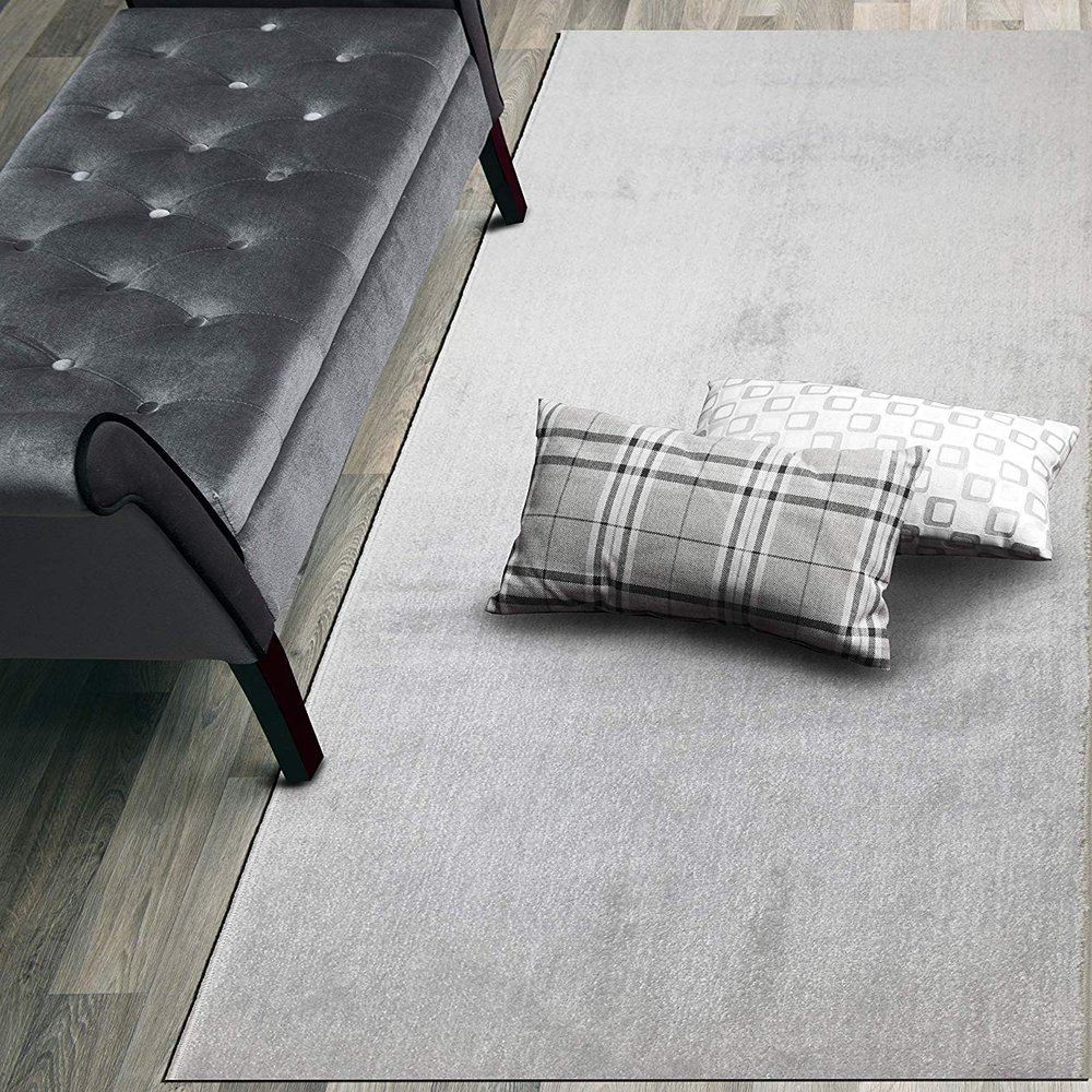 11 ft Long Hallway Kitchen Runner Rug Non-Skid Washable, 26" X 11' Solid Light Grey Carpet Runner Rug-Rubber Backed, Custom Size Floor Mat for Stairs Bedroom Bathroom Entryway, Your Choice of Length