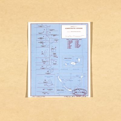 16" x 24" 1977 Map of Maldives Administrative Divisions