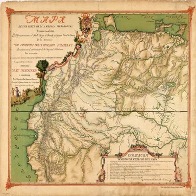 18" x 24" 1783 Map of South America New Kingdom of Granada