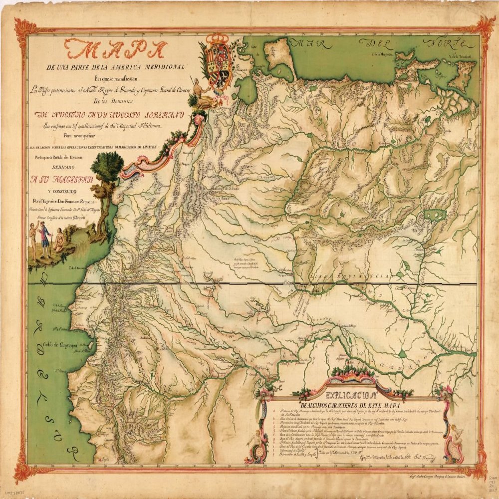 18" x 24" 1783 Map of South America New Kingdom of Granada