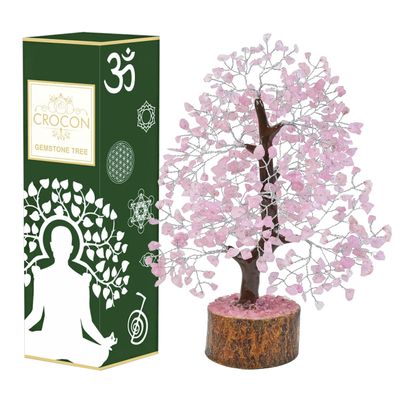 Crocon Rose Quartz Crystals Tree, Birthday Gifts for Women, Mom, Sister & Girlfriend | Pink Room Decor Healing Crystals | House Warming Gifts Unique Spiritual Present Idea for Woman & Men Decoration