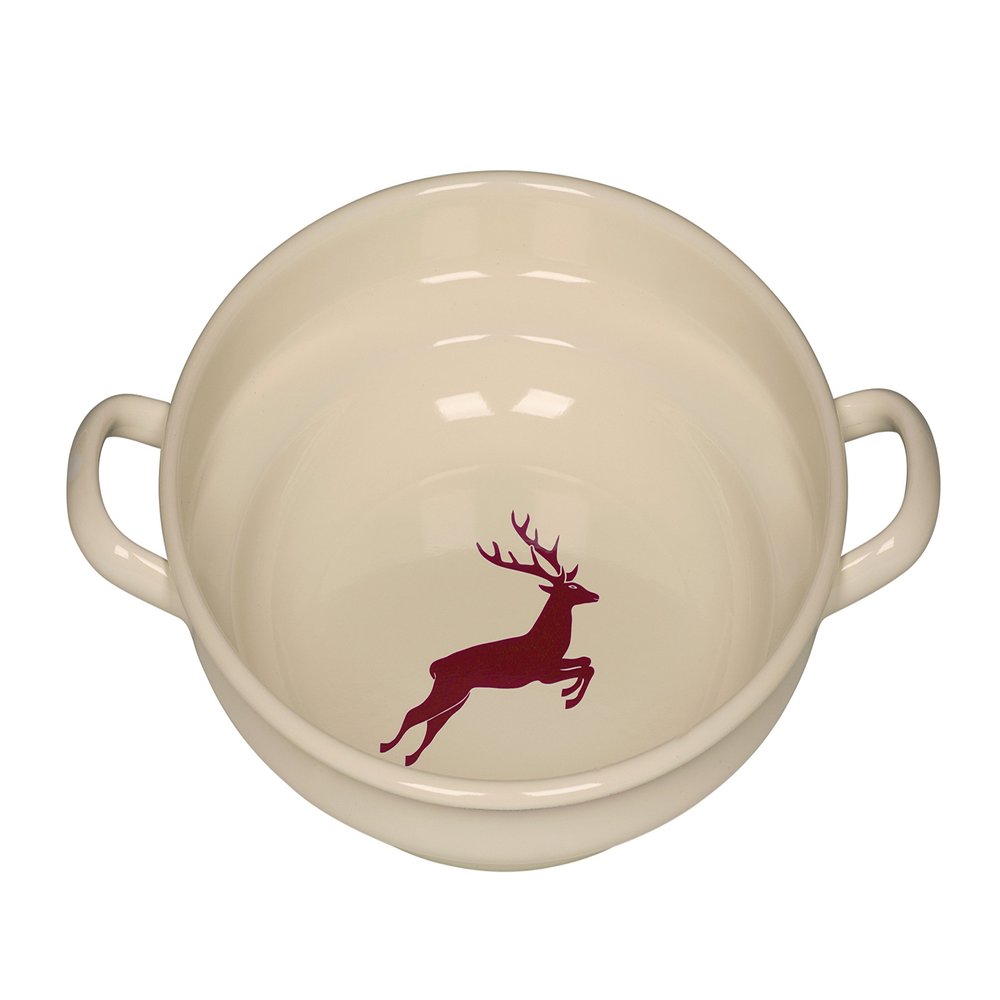 RIESS Bauer Bowl Flat 9.4 inches (24 cm) Medium Pot, 1kg, HIRSCH Red