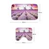 Amagical Lavender Flowers Pattern Bathroom Rug Mats Set 2 Piece Memory Foam Extra Soft Shower Bath Rugs Contour Mat Purple view 2