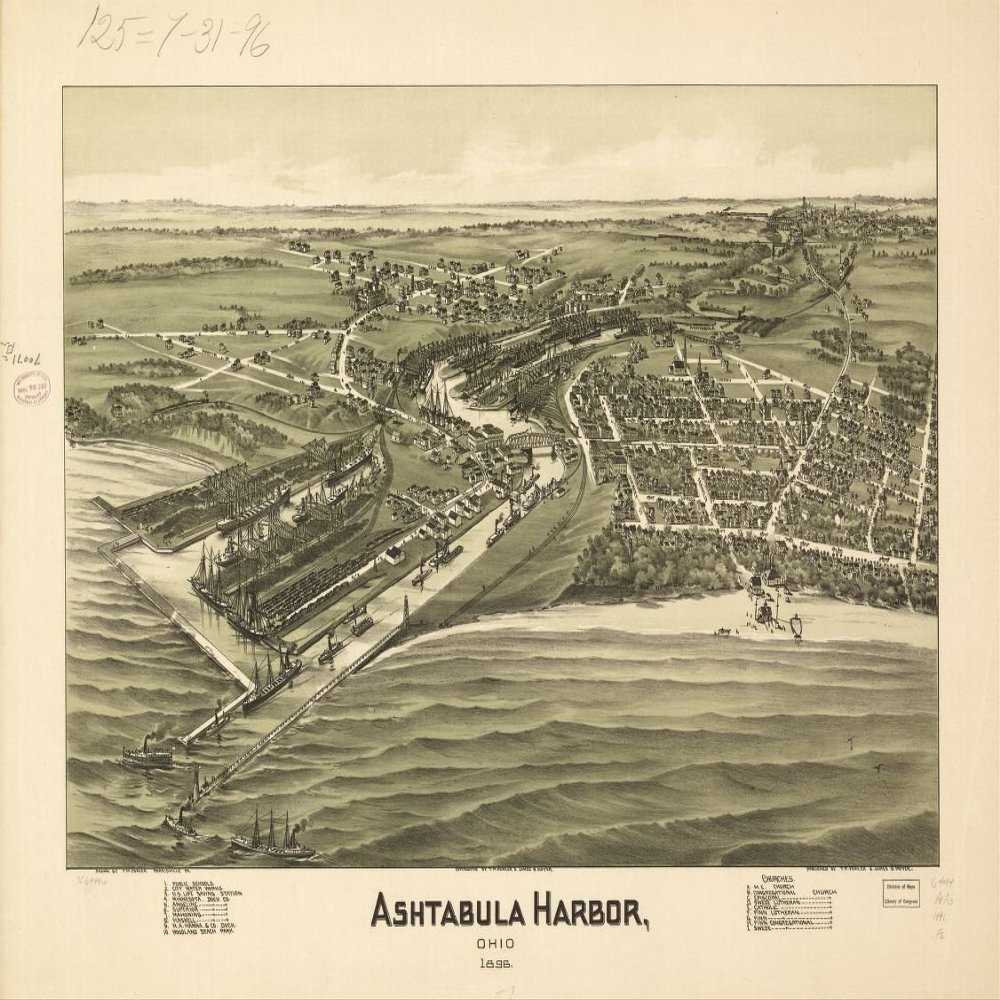 18" x 24" 1896 Map of Ashtabula Harbor Ohio