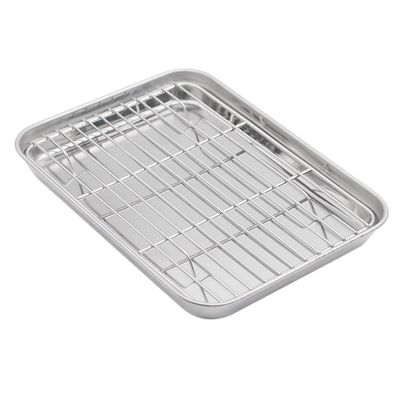 Aspire Baking Sheet with Rack Set, Stainless Steel Cookie Sheet and Cooling Rack-15.8"L x 12"W x 1"H