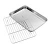 Aspire Baking Sheet with Rack Set, Stainless Steel Cookie Sheet and Cooling Rack-15.8"L x 12"W x 1"H view 2