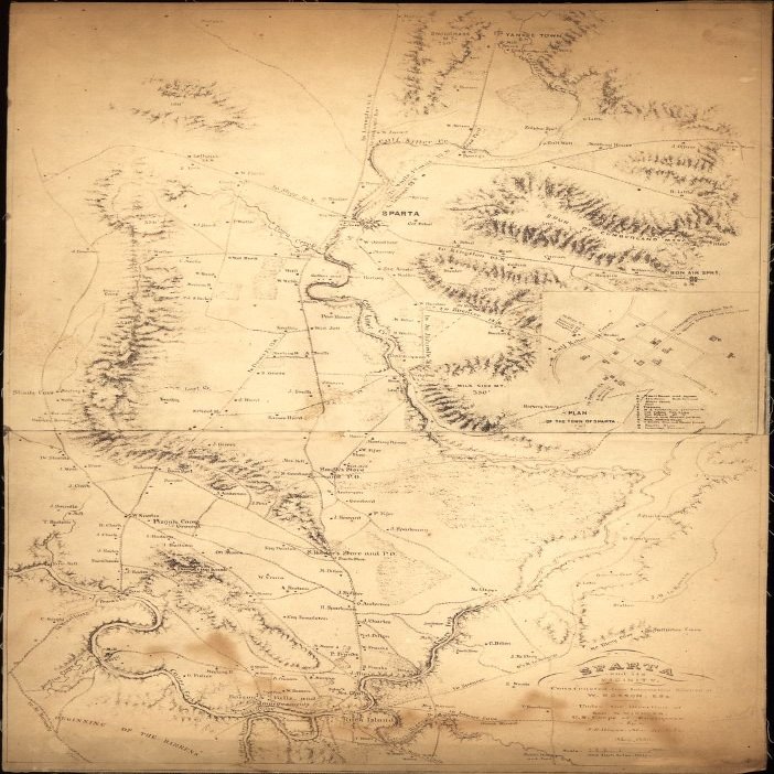 14" x 24" 1863 Map of Sparta & Its Vicinity Tennessee