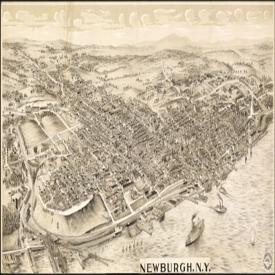 12" x 24" 1900 Map of Newburgh New York United States Aerial View