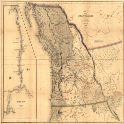 16" x 24" 1844 Map of The Oregon Territory Columbia River Northwest Pacific