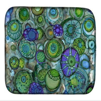 Caroline's Treasures 8962DDM Abstract in Blues and Greens Dish Drying Mat Absorbent Dish Drying Mat Pad for Kitchen Counter Dish Drainer Mat for Countertop, 14 x 21", Multicolor