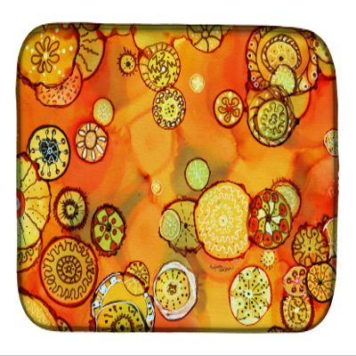Caroline's Treasures 8987DDM Abstract Flowers in Oranges and Yellows Dish Drying Mat Absorbent Dish Drying Mat Pad for Kitchen Counter Dish Drainer Mat for Countertop, 14 x 21", Multicolor