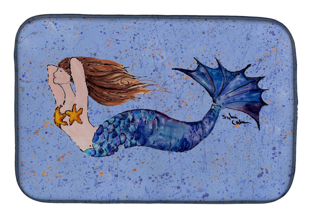 Caroline's Treasures 8337DDM Mermaid Dish Drying Mat Absorbent Dish Drying Mat Pad for Kitchen Counter Dish Drainer Mat for Countertop, 14 x 21", Multicolor