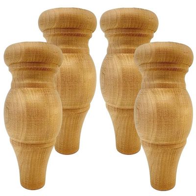 Highland Manor Wood Products Crenshaw Bun Foot - 4 1/2" Tall x 3 3/8" Wide (Cherry) (Set of 4)